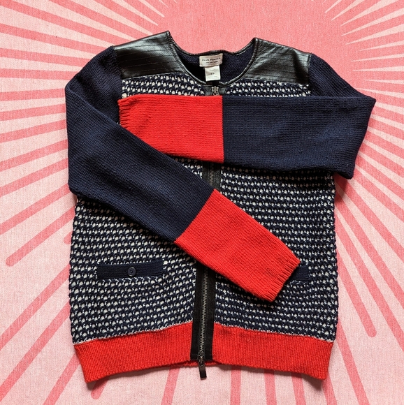 Club Monaco Italian Wool Sweater with Leather Detailing - Picture 3 of 4